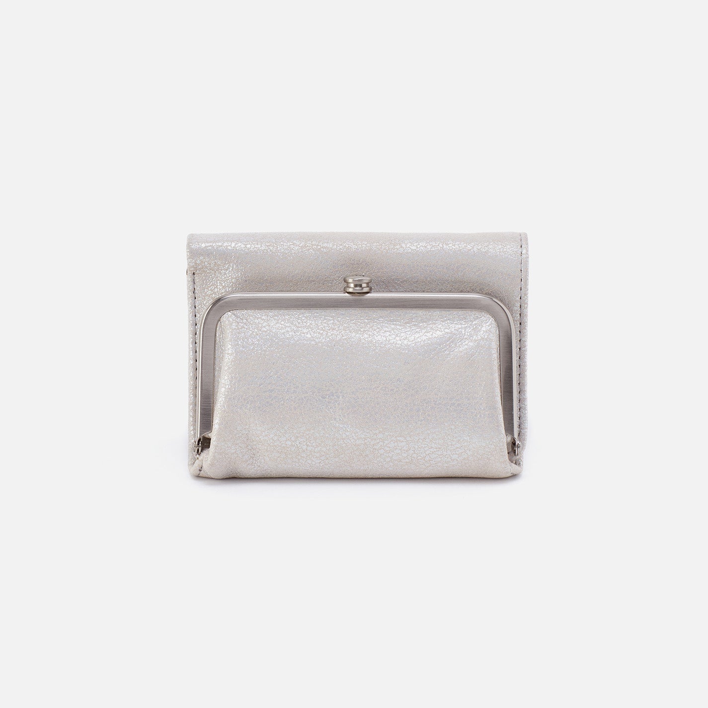 Robin Compact Wallet In Metallic Leather – Silver