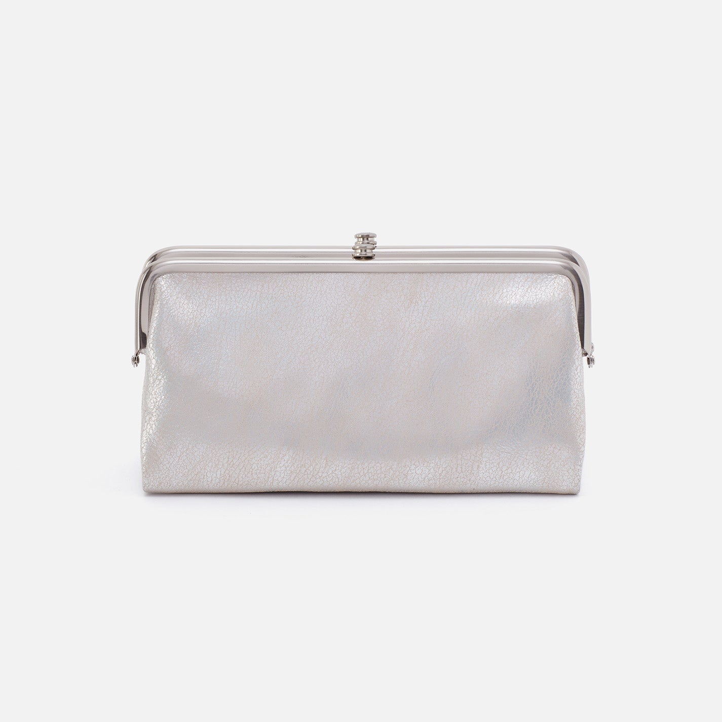 Lauren Clutch-Wallet in Metallic Leather – Silver