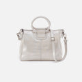 Sheila Medium Satchel In Metallic Leather – Silver