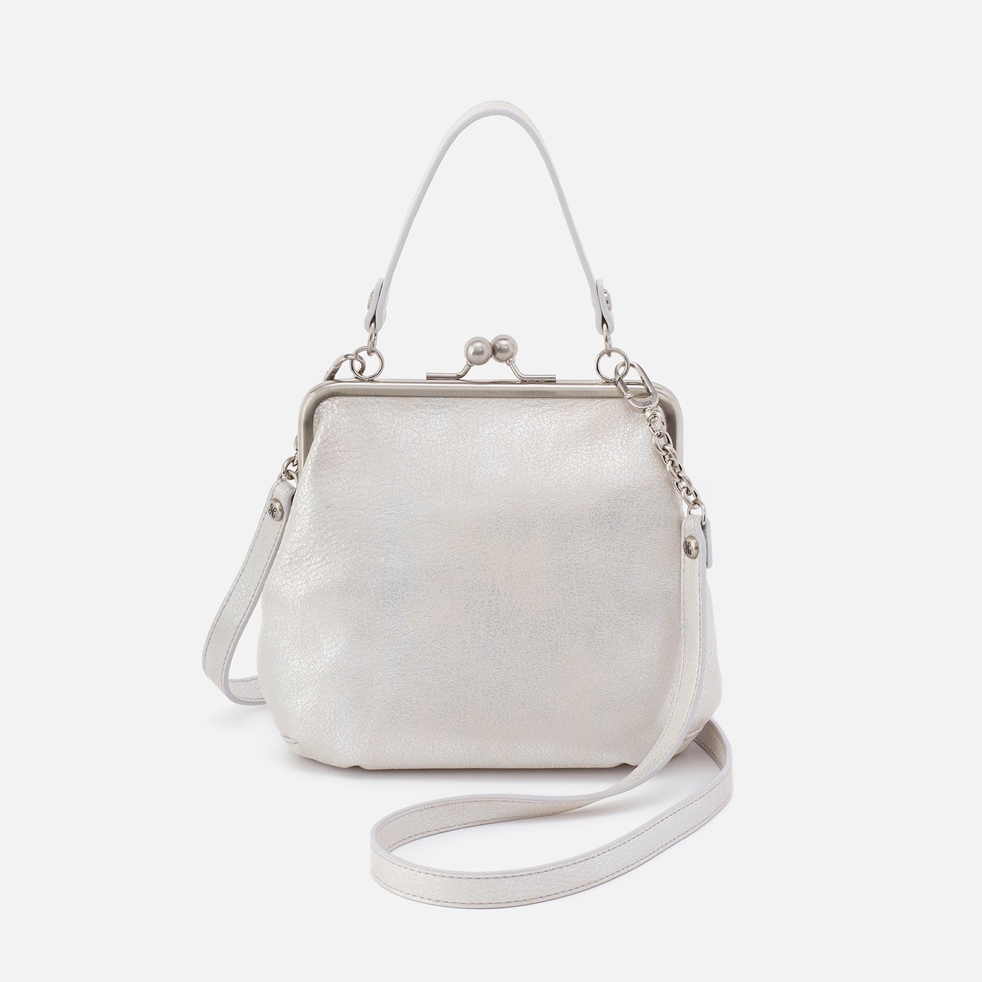 Alba Crossbody In Metallic Leather – Silver