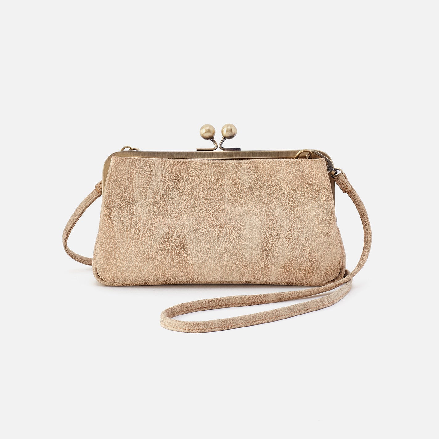 Lauren Frame Crossbody in Metallic Leather – Gold Leaf