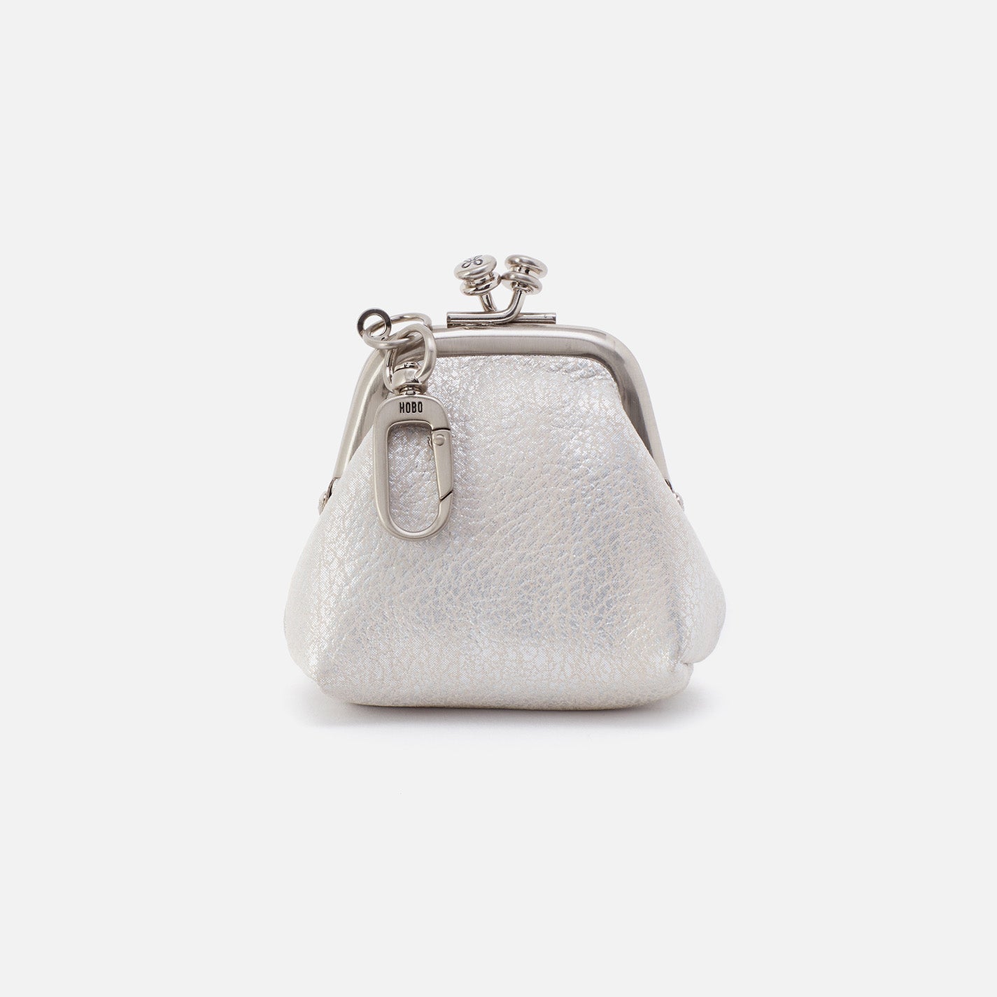 Run Frame Pouch In Metallic Leather – Silver