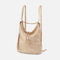 Merrin Convertible Backpack in Metallic Leather – Gold Leaf