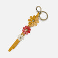 Triflower Keychain In Polished Leather – Sun Glow