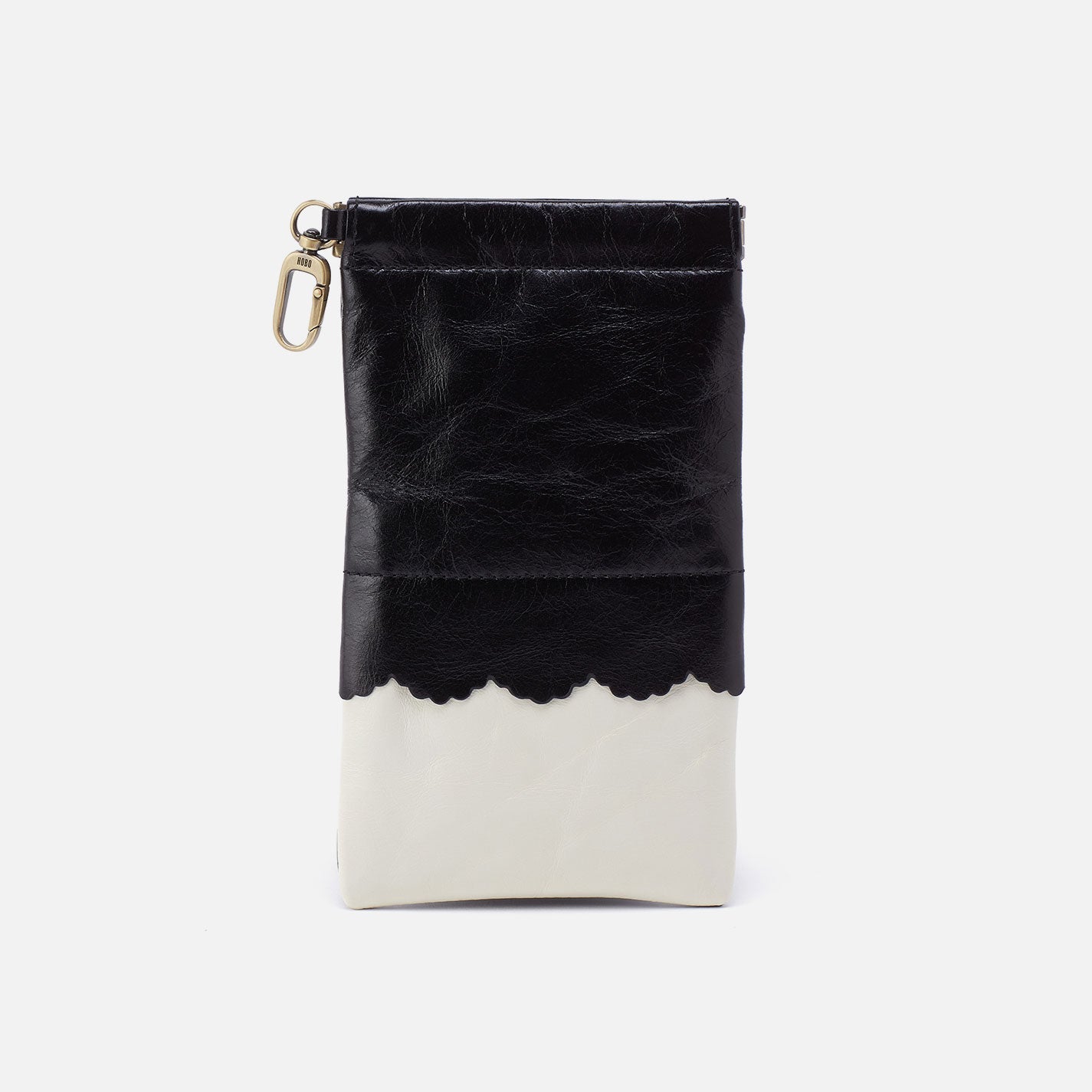 Facile Eyeglass Case In Polished Leather – Black Colorblock