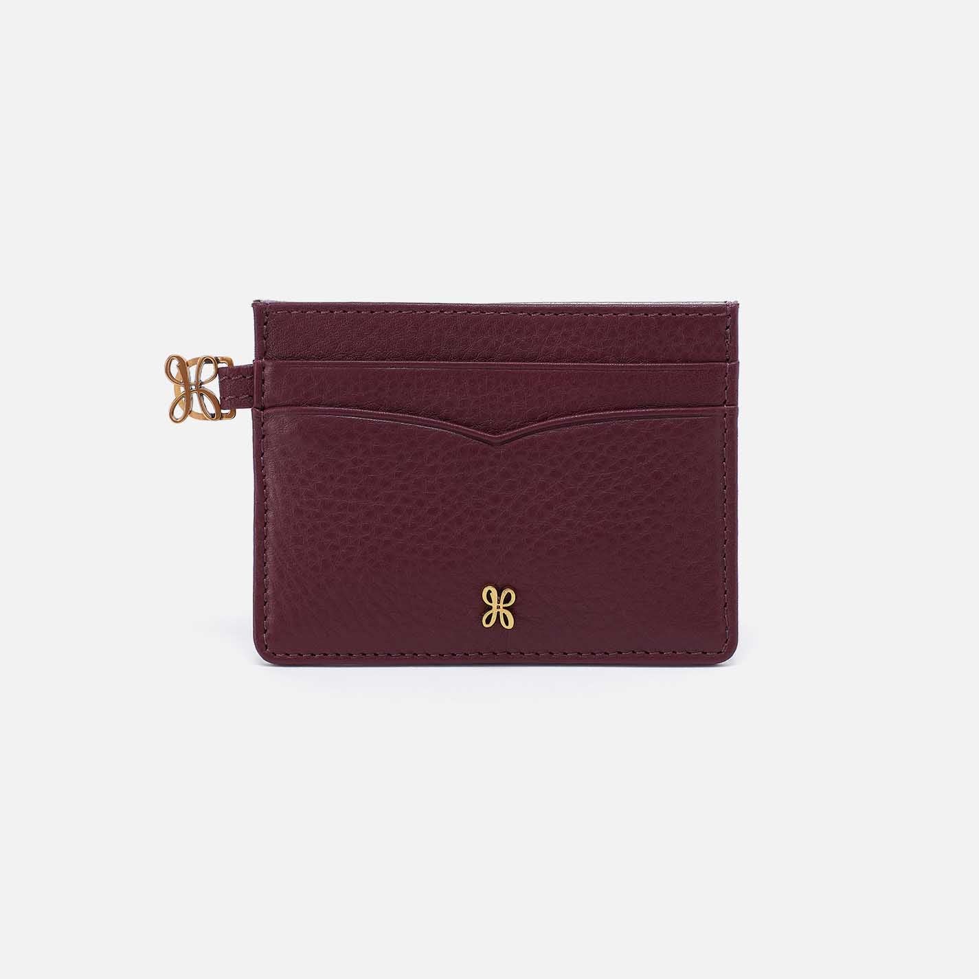 Charmed Card Case in Pebbled Leather – Mulberry Glaze
