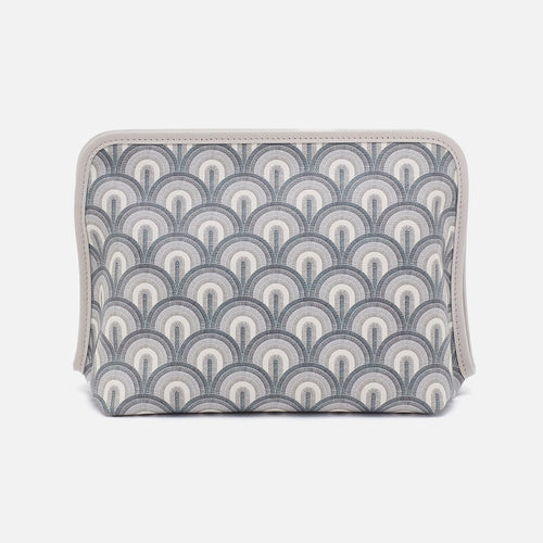 Beauty Large Cosmetic Pouch In Coated Canvas – Grey Dawn