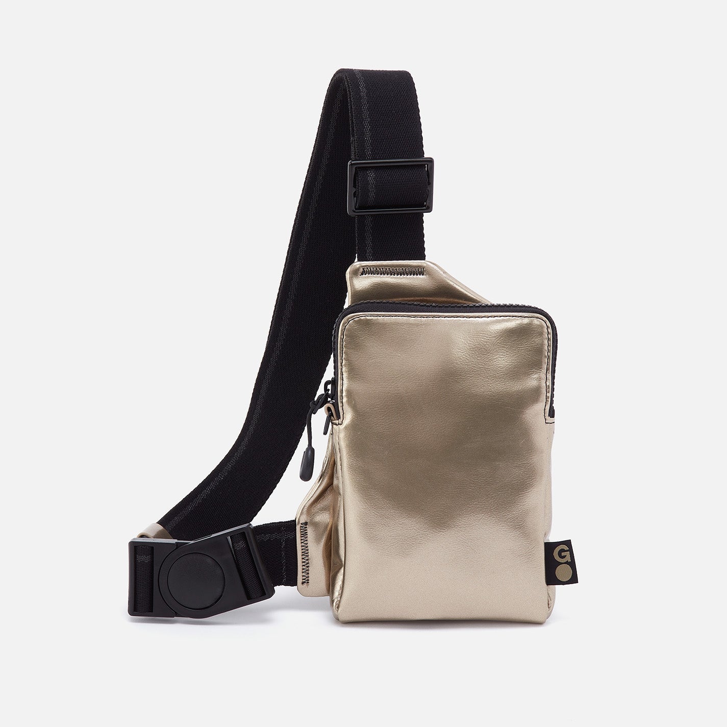 DIALED IN Phone Bag in EverShine nylon – Coffee Gold Metallic