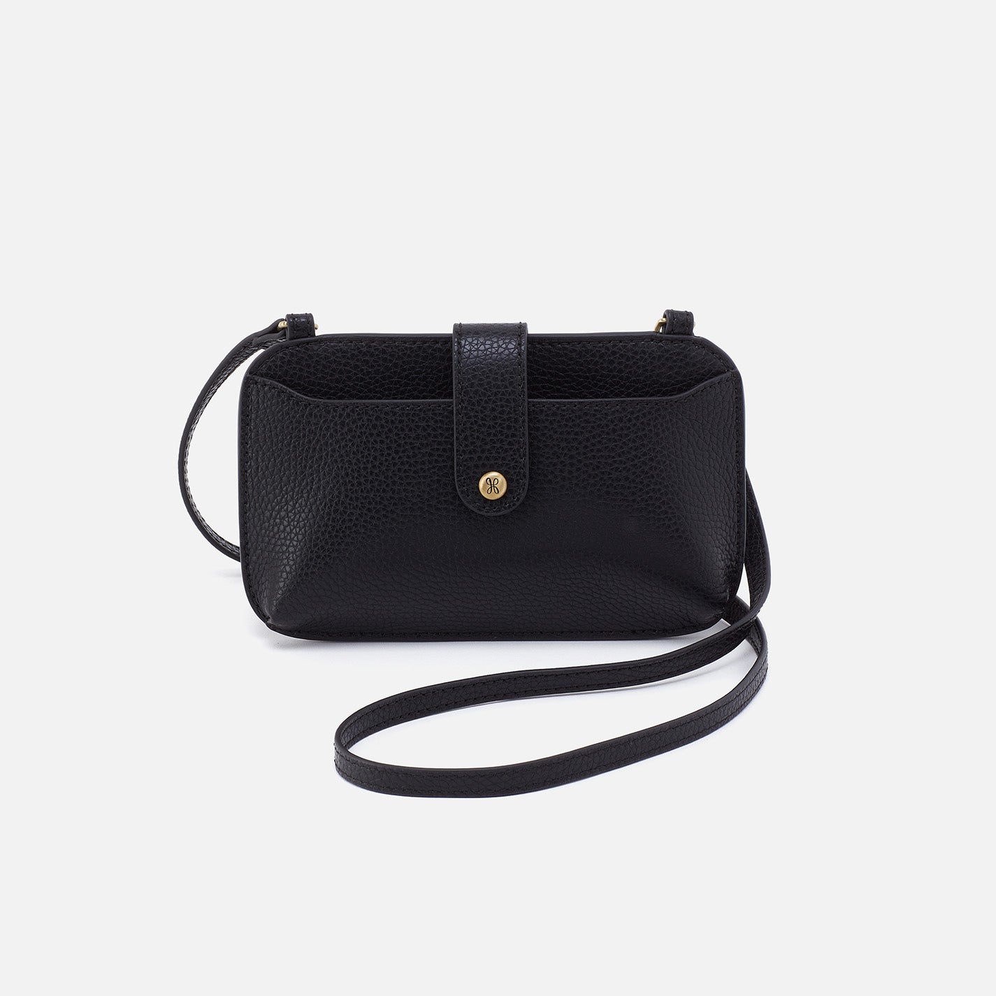 Vida Phone Crossbody in Micro Pebbled Leather – Black