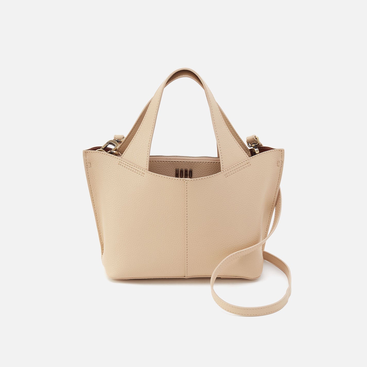 Vida Small Tote in Micro Pebbled Leather – Almond