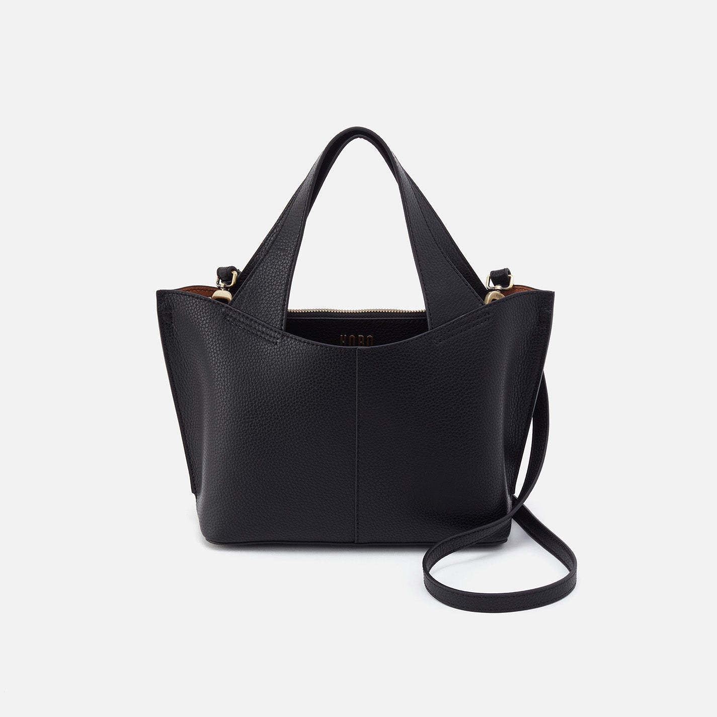 Vida Small Tote in Micro Pebbled Leather – Black