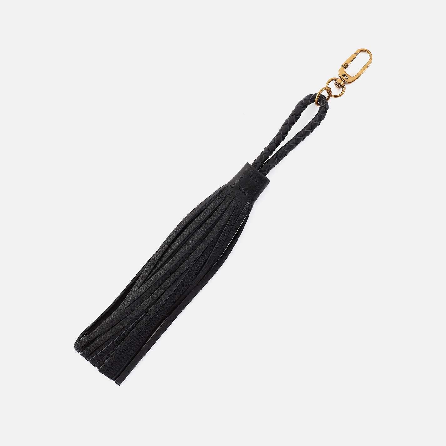 Ziggy Tassel Swag in Pebbled Leather – Black