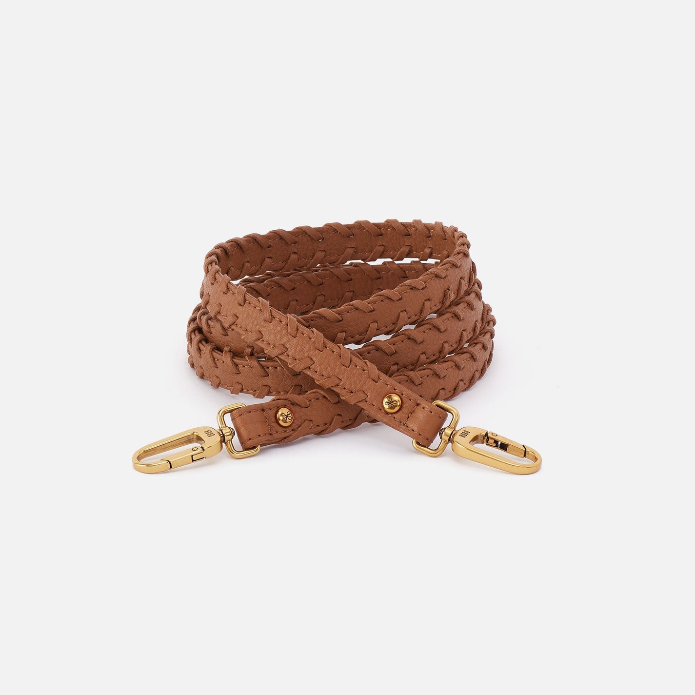 Thin Braided Strap in Pebbled Leather – Warm Honey