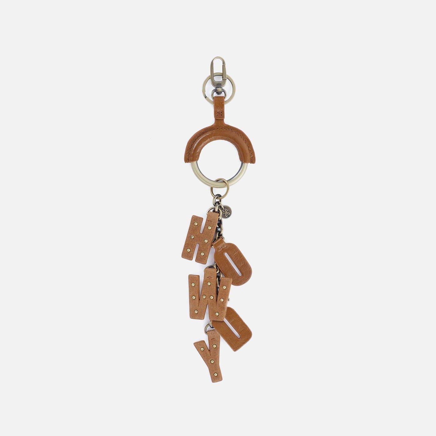 Howdy Charm Fob in Polished Leather – Truffle