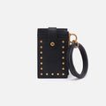 Ring Credit Card Wristlet in Pebbled Leather – Black