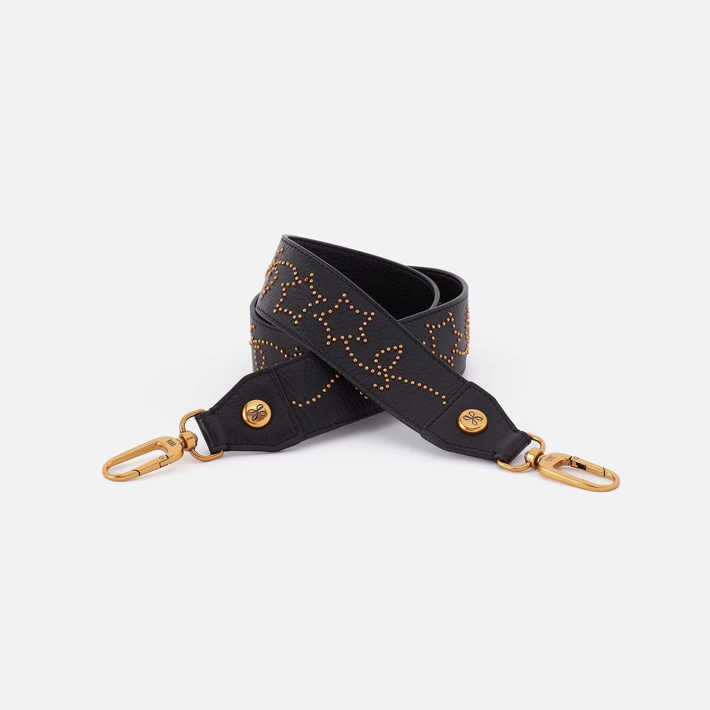 Floral Vines Strap in Pebbled Leather – Black