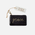 Sentiment Pouch in Polished Leather – Black