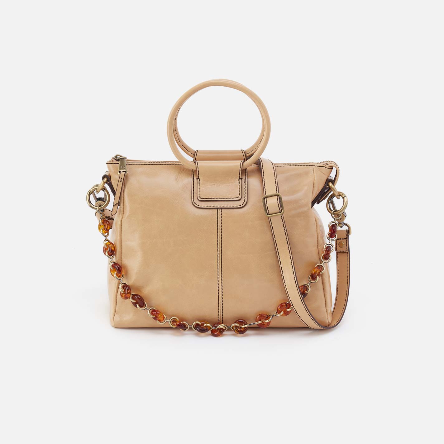 Sheila Medium Satchel in Polished Leather – Desert Sand