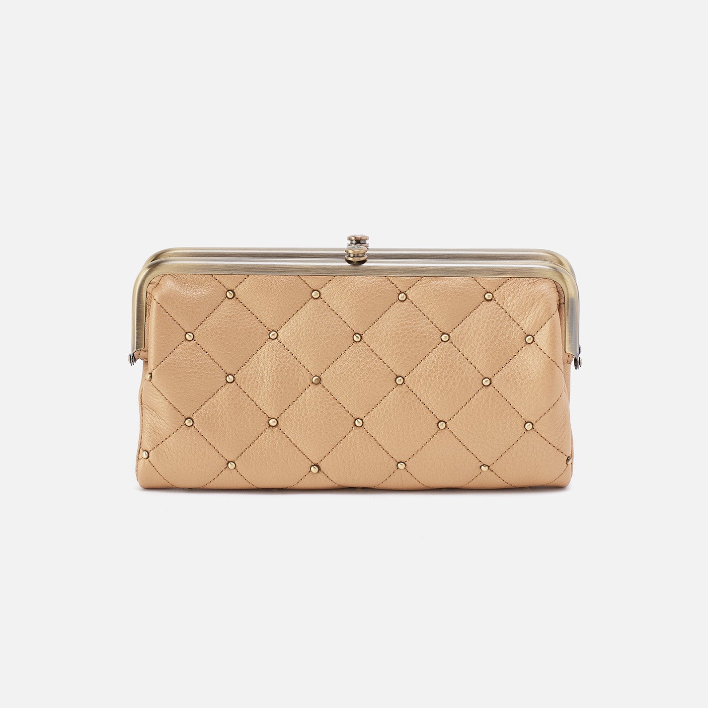 Lauren Clutch-Wallet In Pebbled Metallic Leather – Dusty Gold