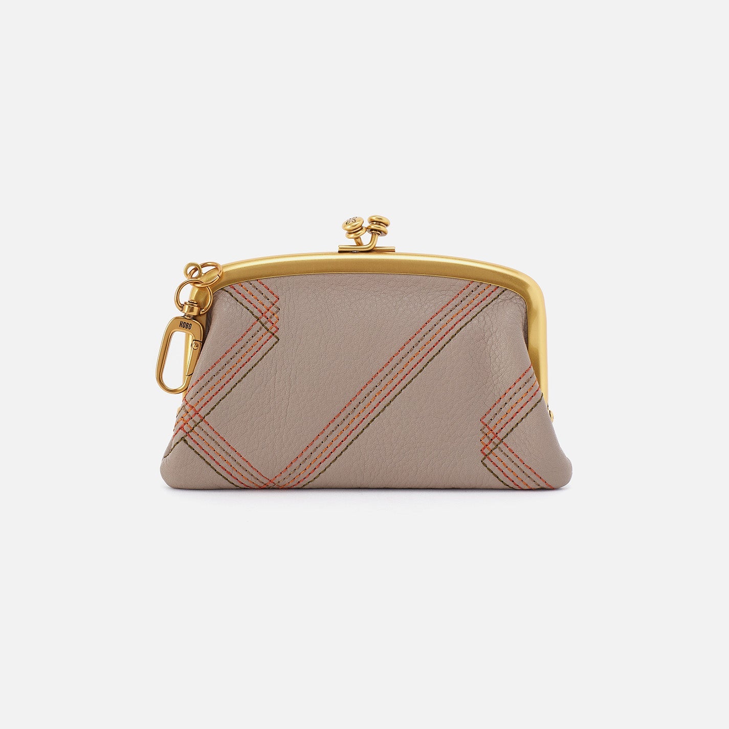 Cheer Frame Pouch In Pebbled Leather – Taupe