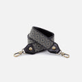 Beaded Guitar Strap in Polished Leather – Black