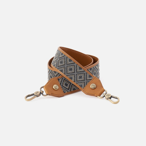 Beaded Guitar Strap in Polished Leather – Natural