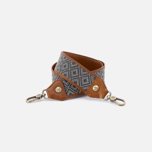 Beaded Guitar Strap in Polished Leather – Truffle