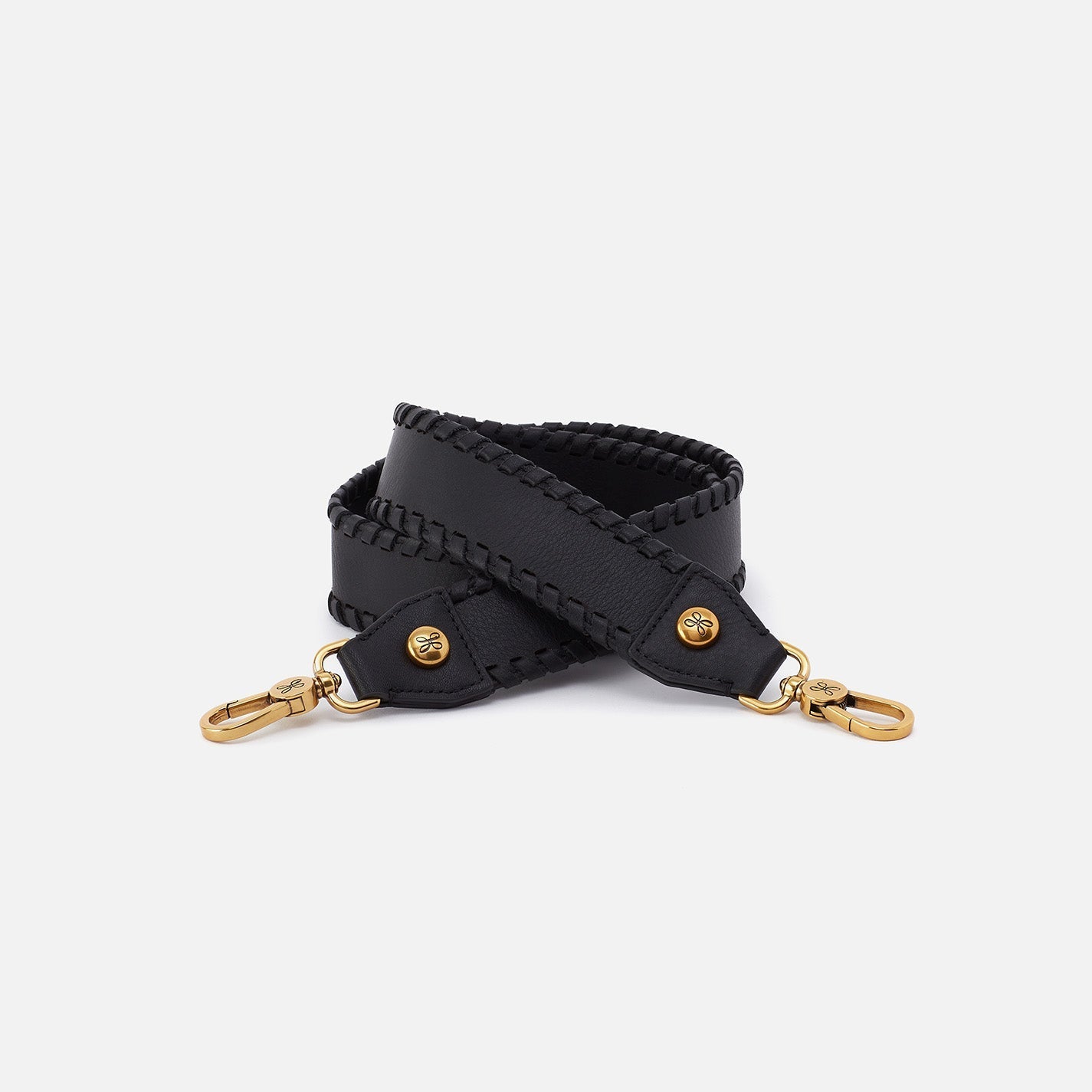 Whipstitch Guitar Strap in Pebbled Leather – Black