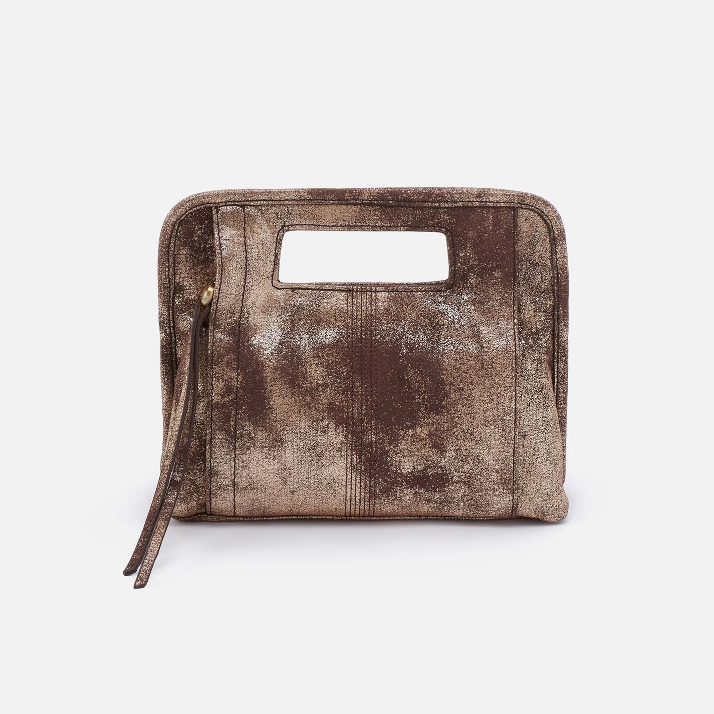Ace Clutch in Metallic Leather – Cocoa Platinum