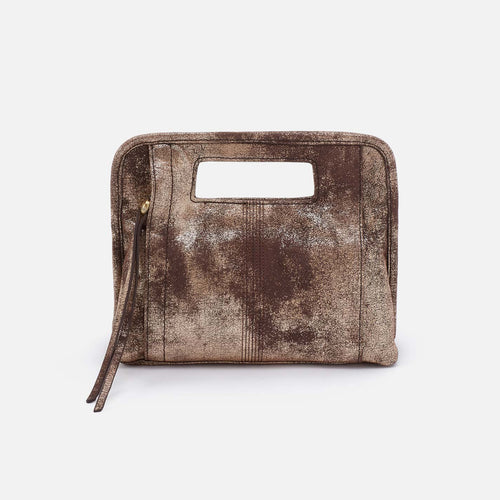 Ace Clutch in Metallic Leather – Cocoa Platinum