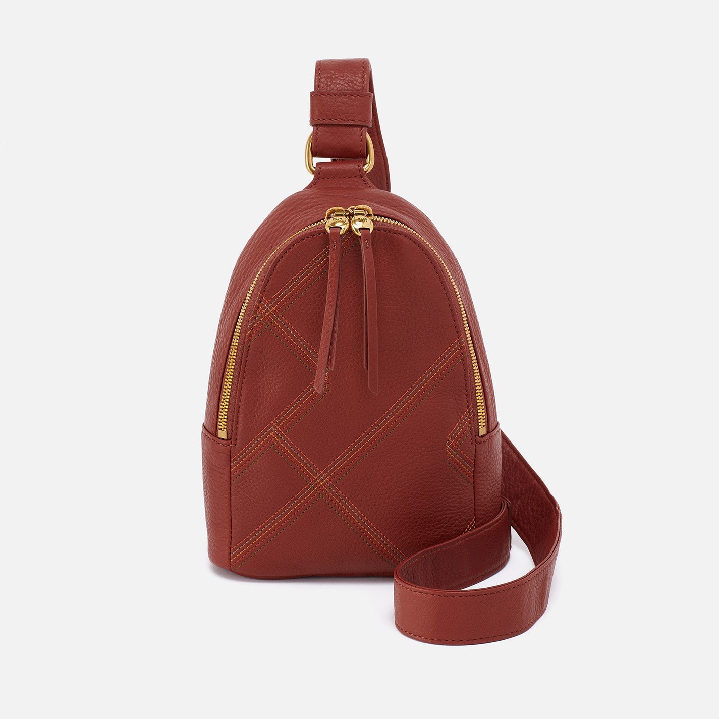 Fern Sling In Pebbled Leather – Rust