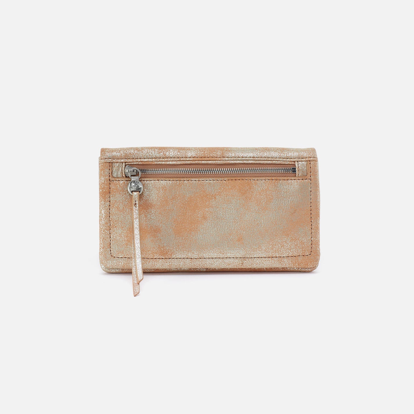 Lumen Continental Wallet In Metallic Leather – Saddle Stardust
