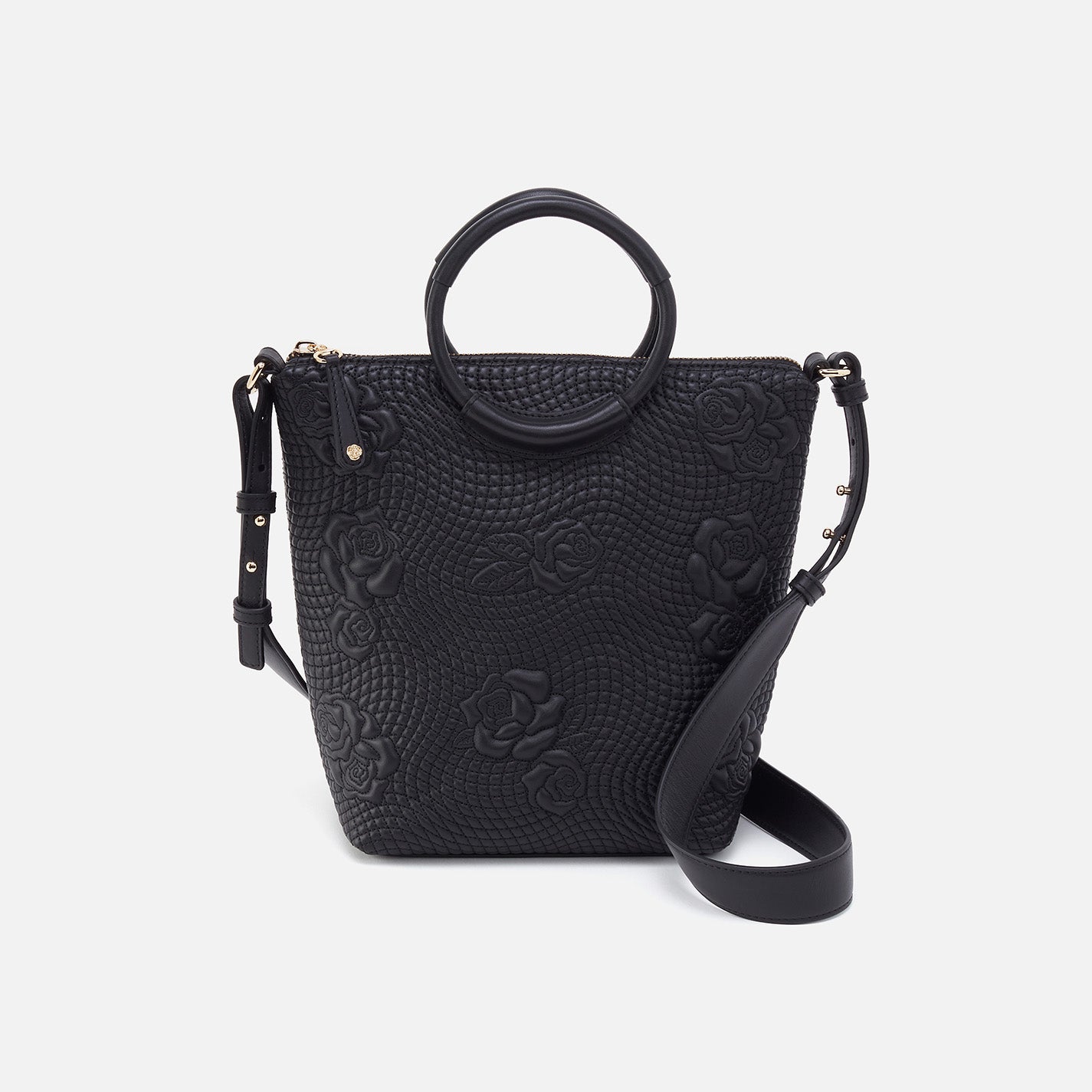 Maggie Crossbody In Smooth Leather – Black Quilted Rose