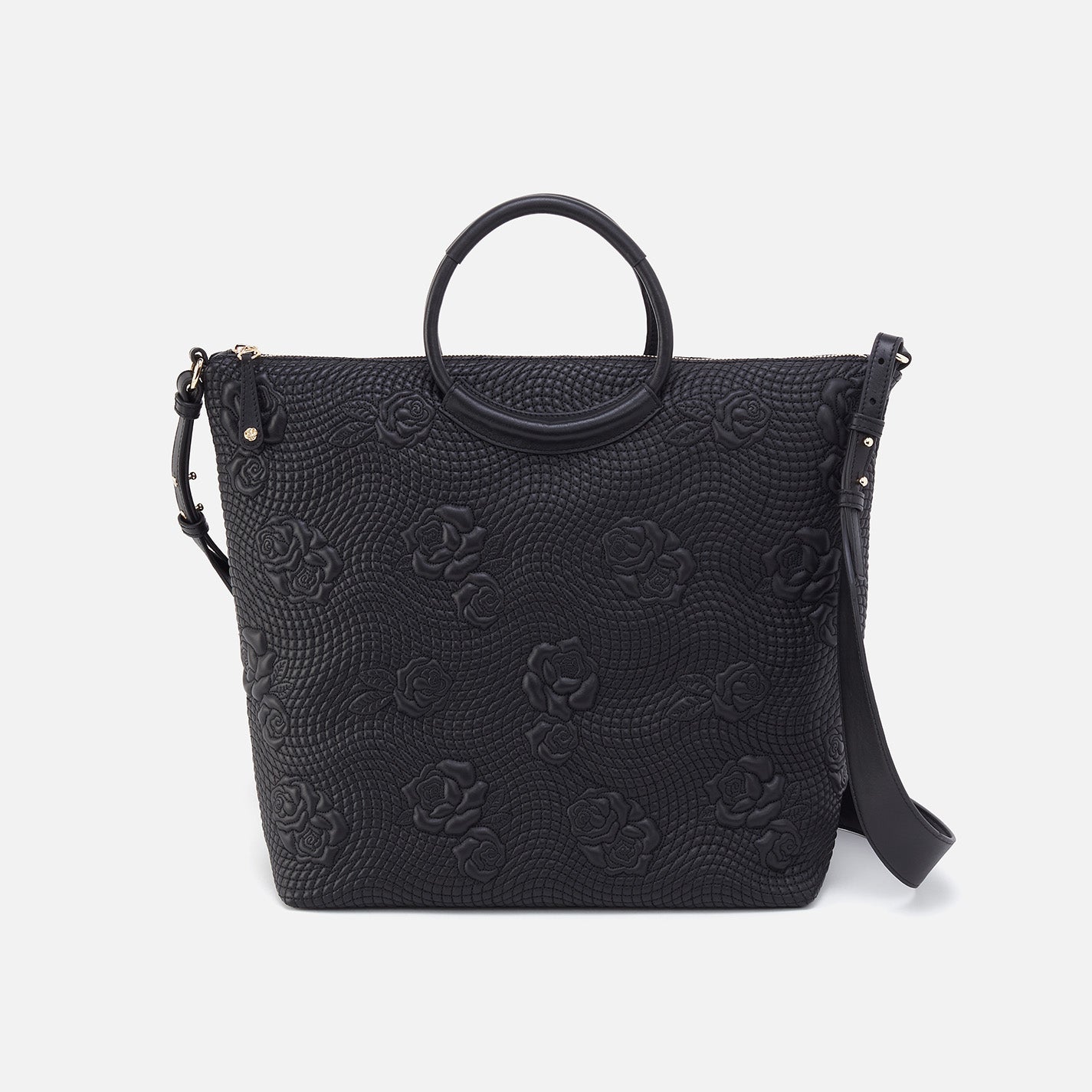 Maggie Satchel In Smooth Leather – Black Quilted Rose