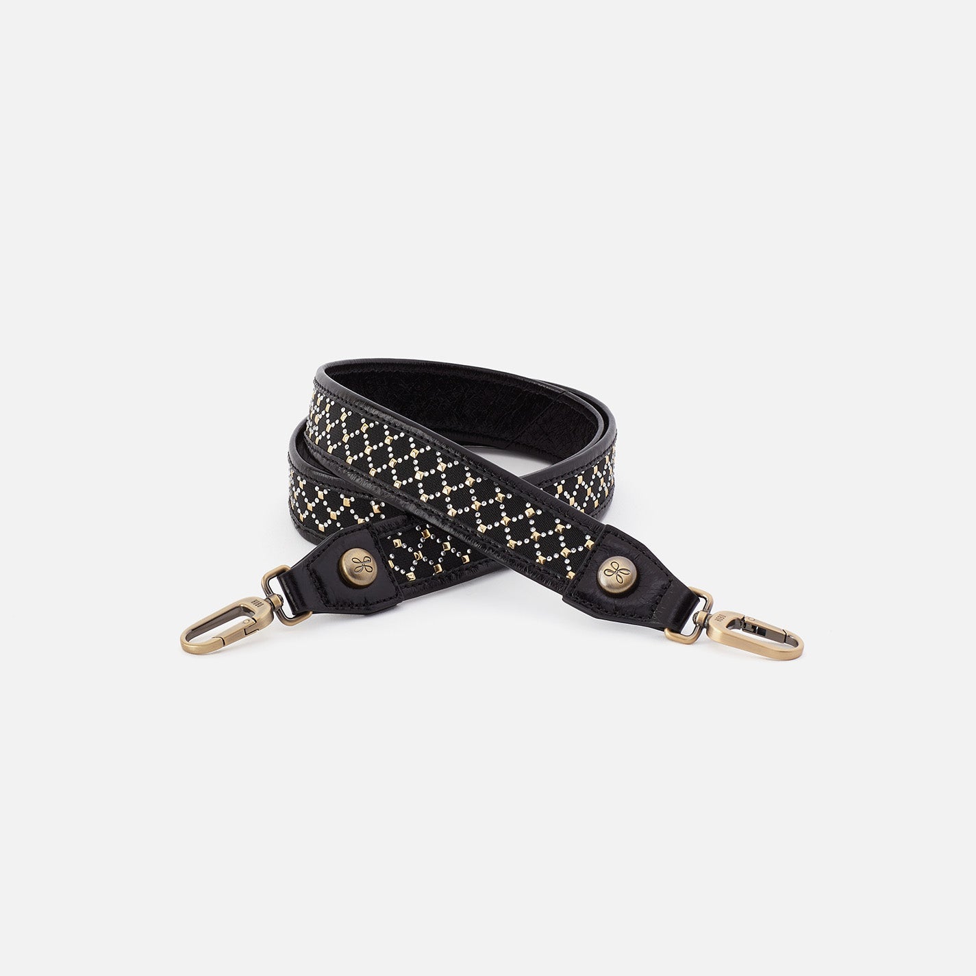 Lattice Stud Strap in Polished Leather – Black