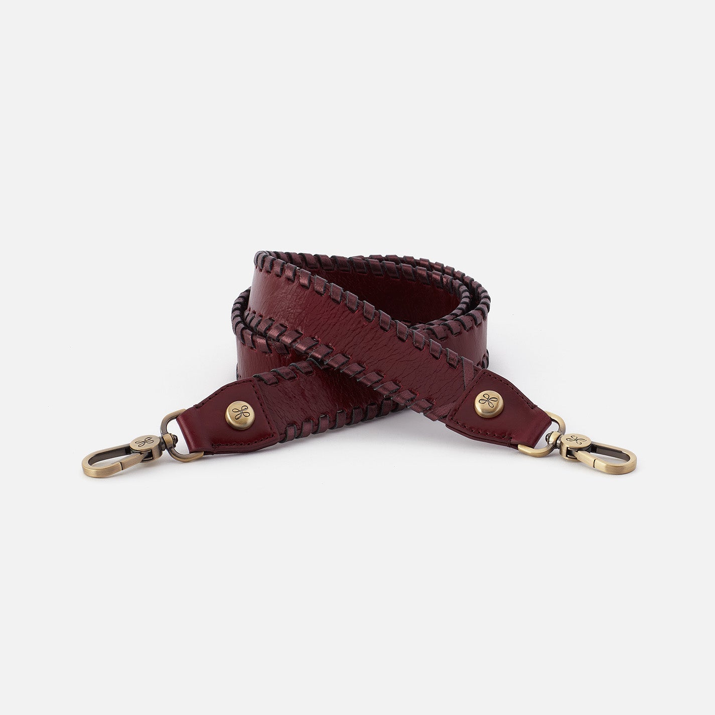 Whipstitch Guitar Strap In Polished Leather – Winterberry