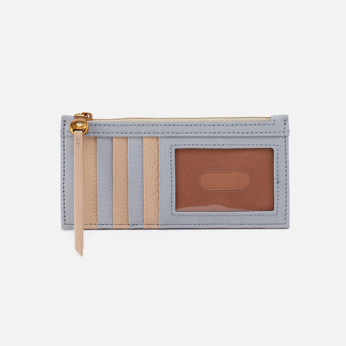 Carte Card Case In Pebbled Leather – Blue Pearl