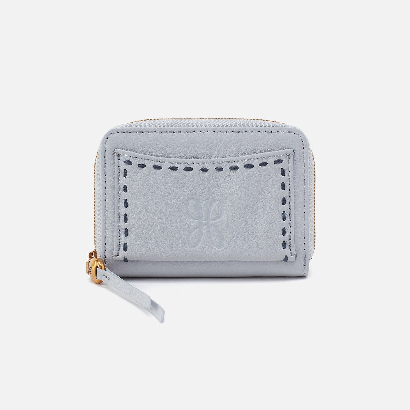 Hart Card Case In Pebbled Leather – Blue Pearl