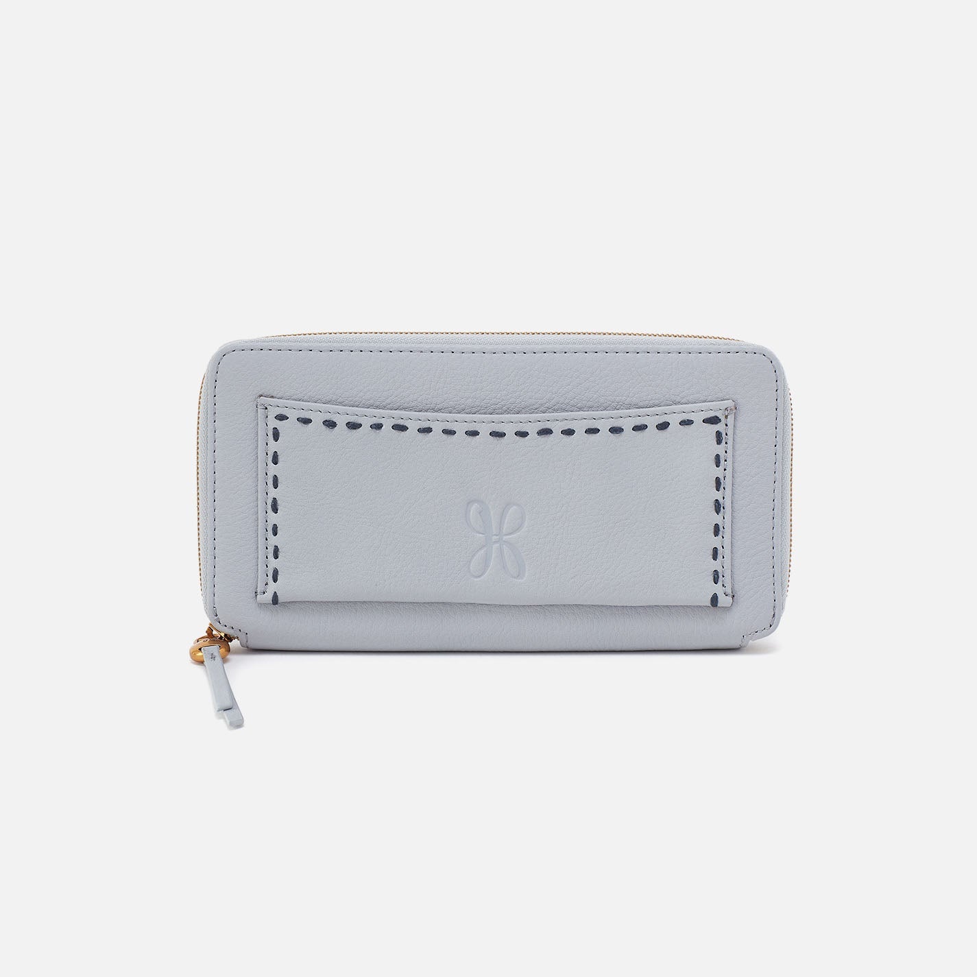 Hart Large Wallet In Pebbled Leather – Blue Pearl