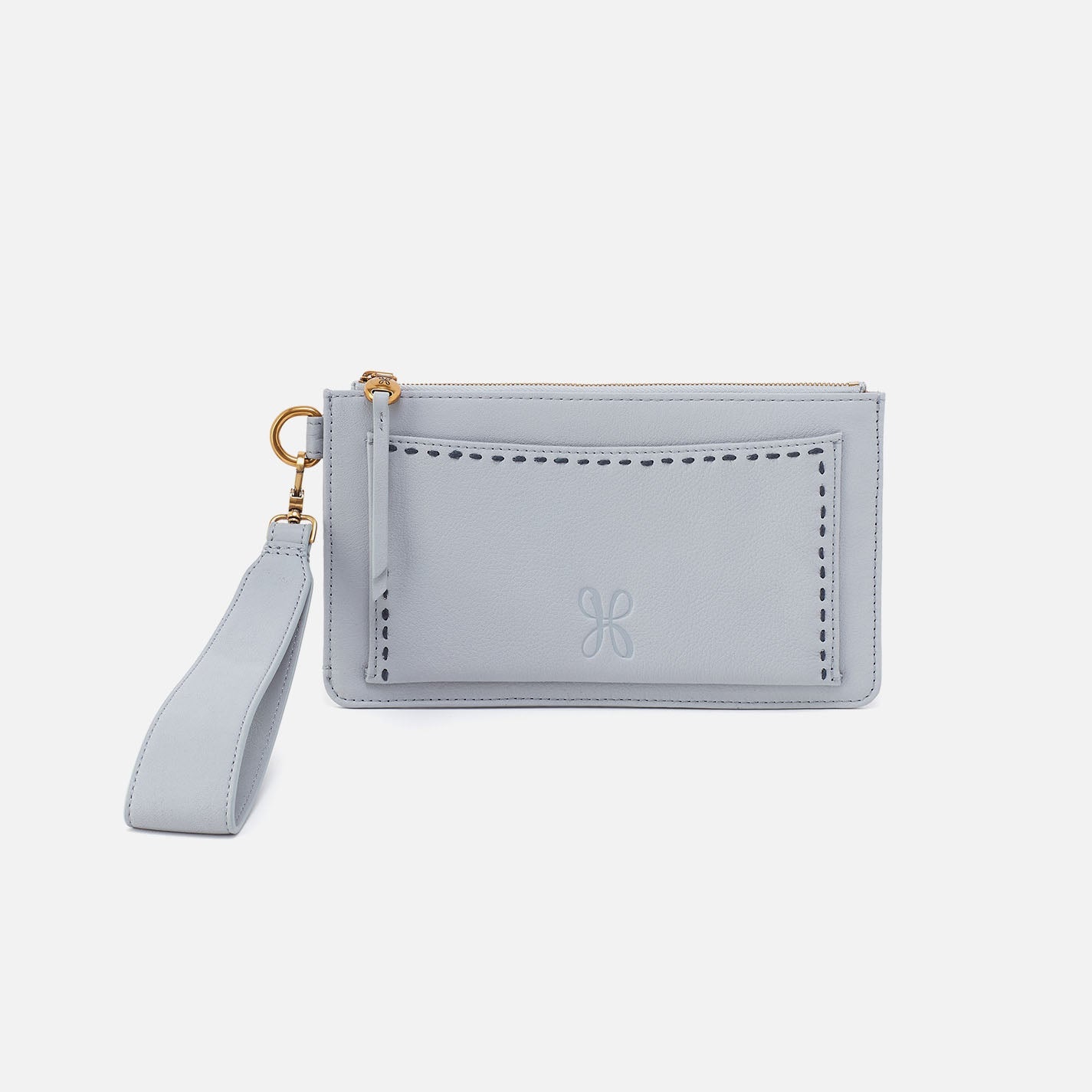 Hart Wristlet In Pebbled Leather – Blue Pearl
