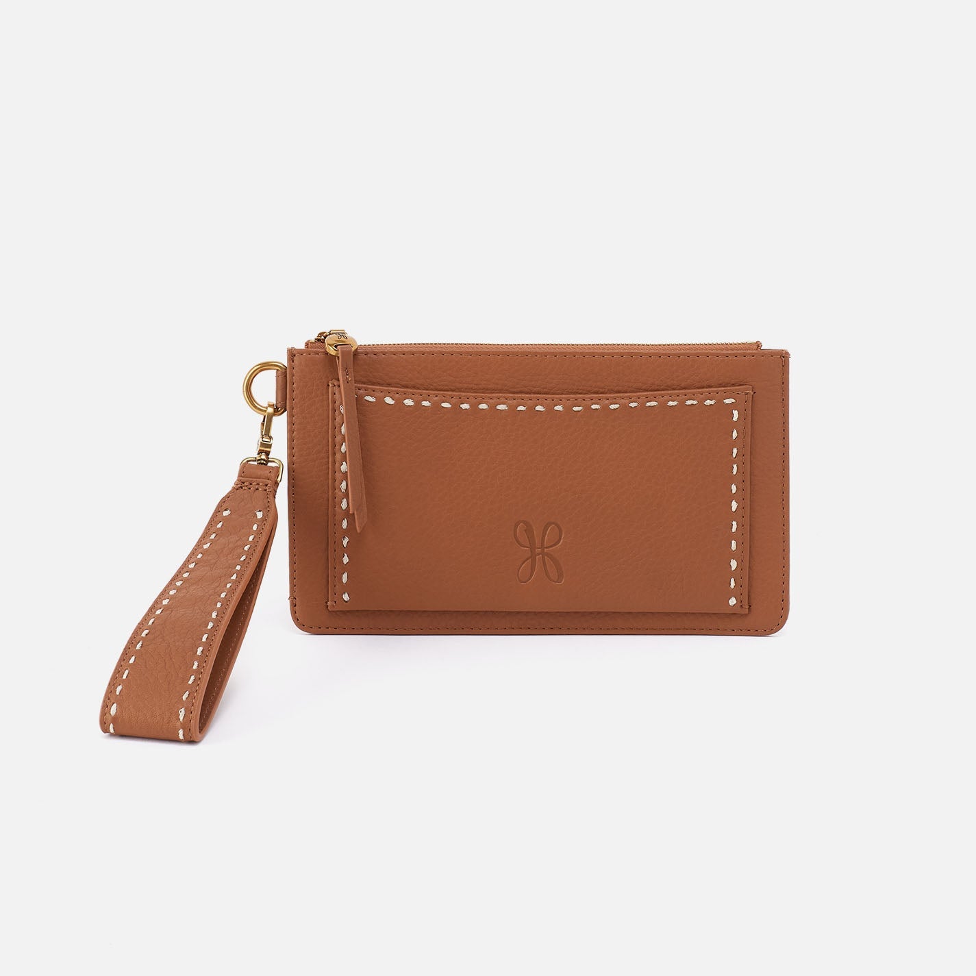Hart Wristlet In Pebbled Leather – Warm Honey