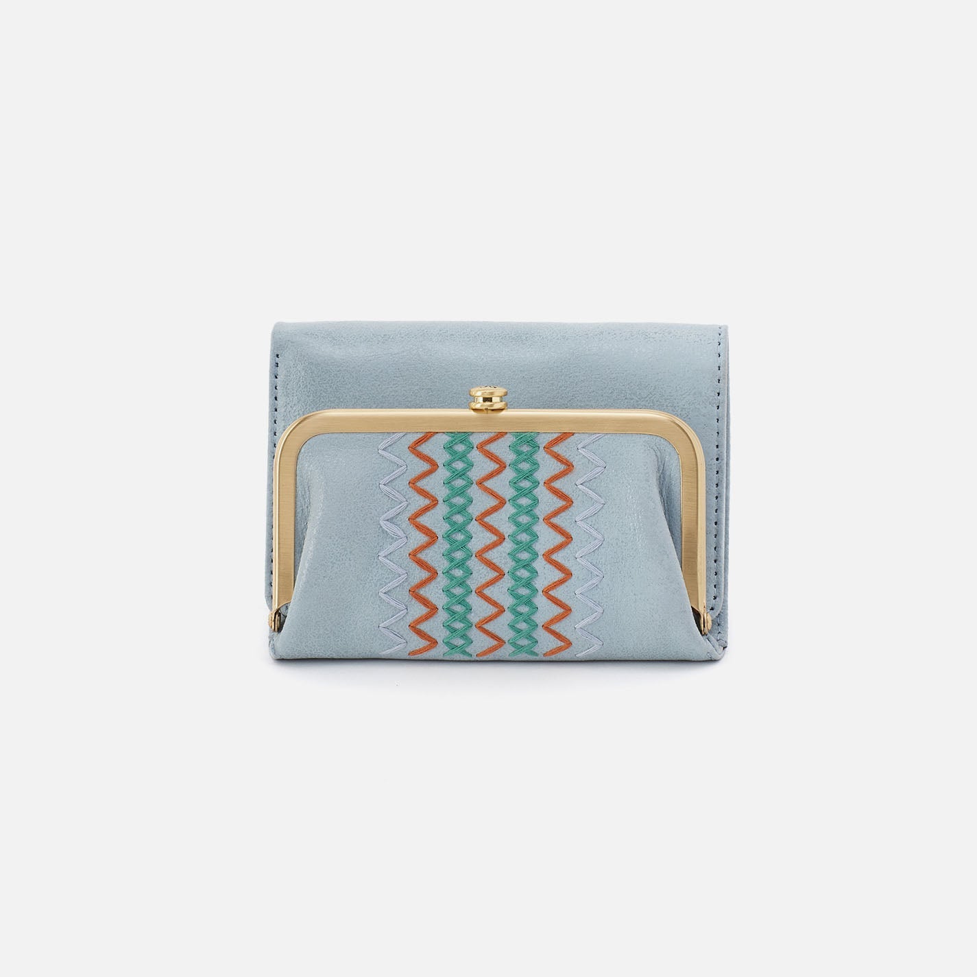 Robin Compact Wallet In Buffed Leather – Sky