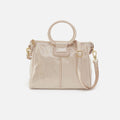 Sheila Medium Satchel In Metallic Leather – Sand Shimmer