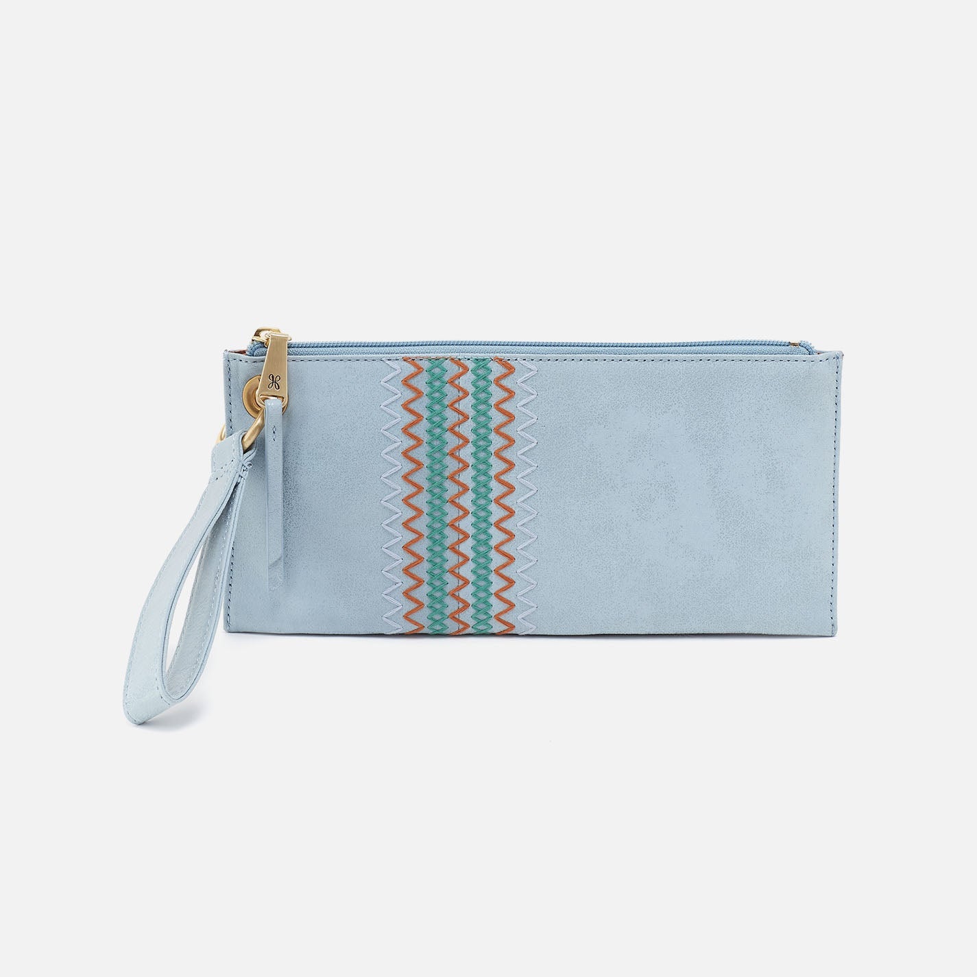 Vida Wristlet In Buffed Leather – Sky