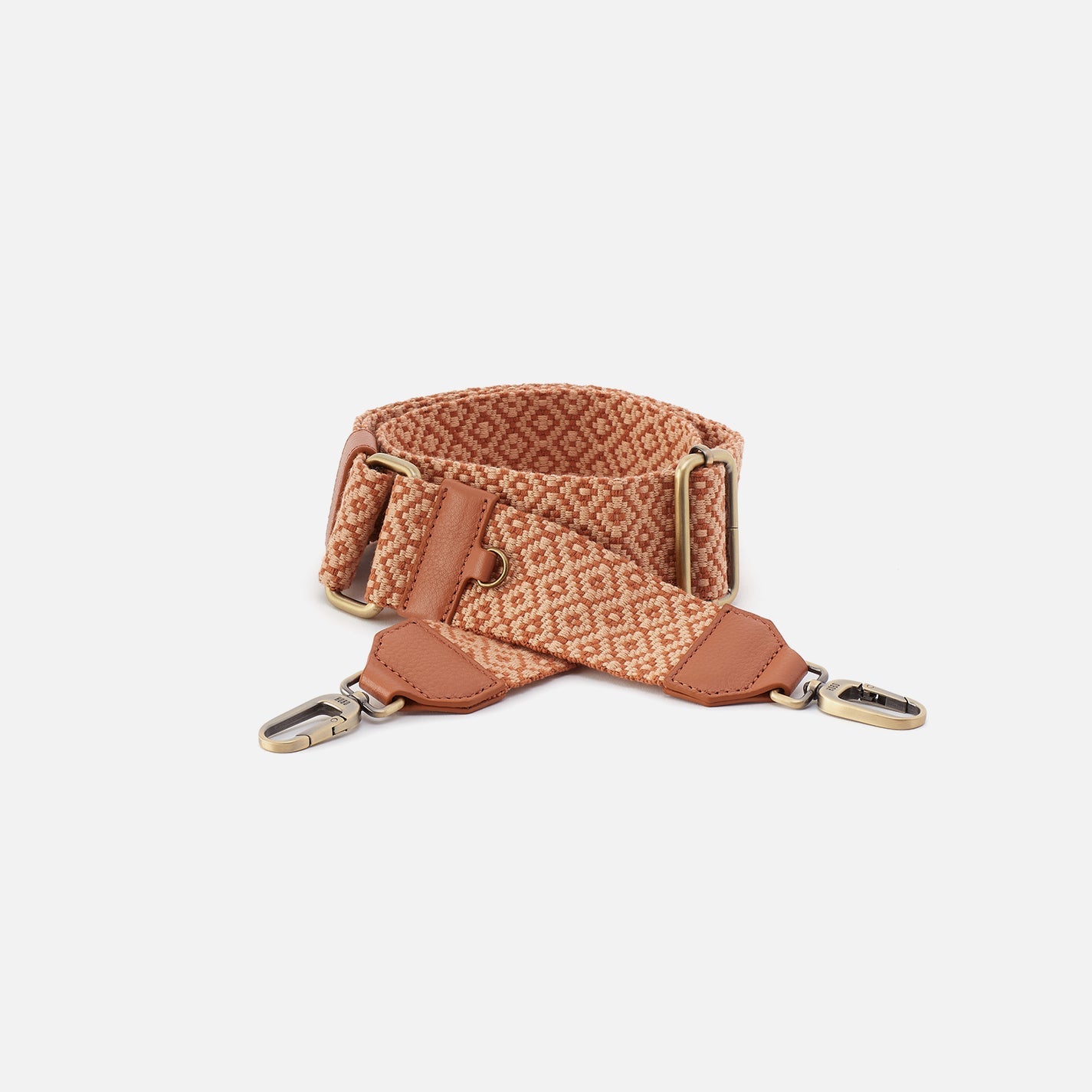 Webbing Strap In Webbing Fabric With Pebbled Leather Trim – Desert Sun