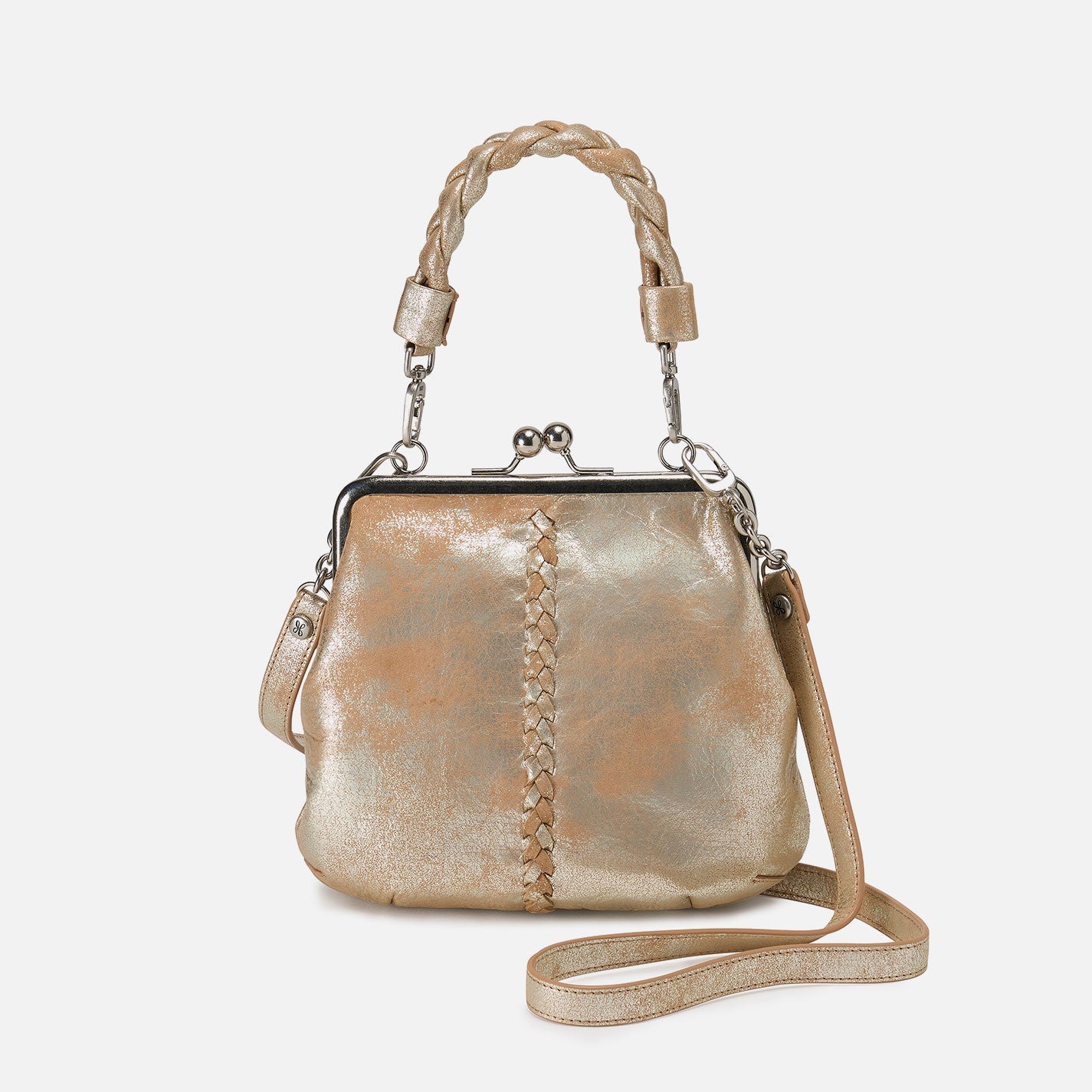 Alba Crossbody In Metallic Leather – Saddle Stardust