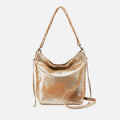 Lindley Hobo In Metallic Leather – Saddle Stardust