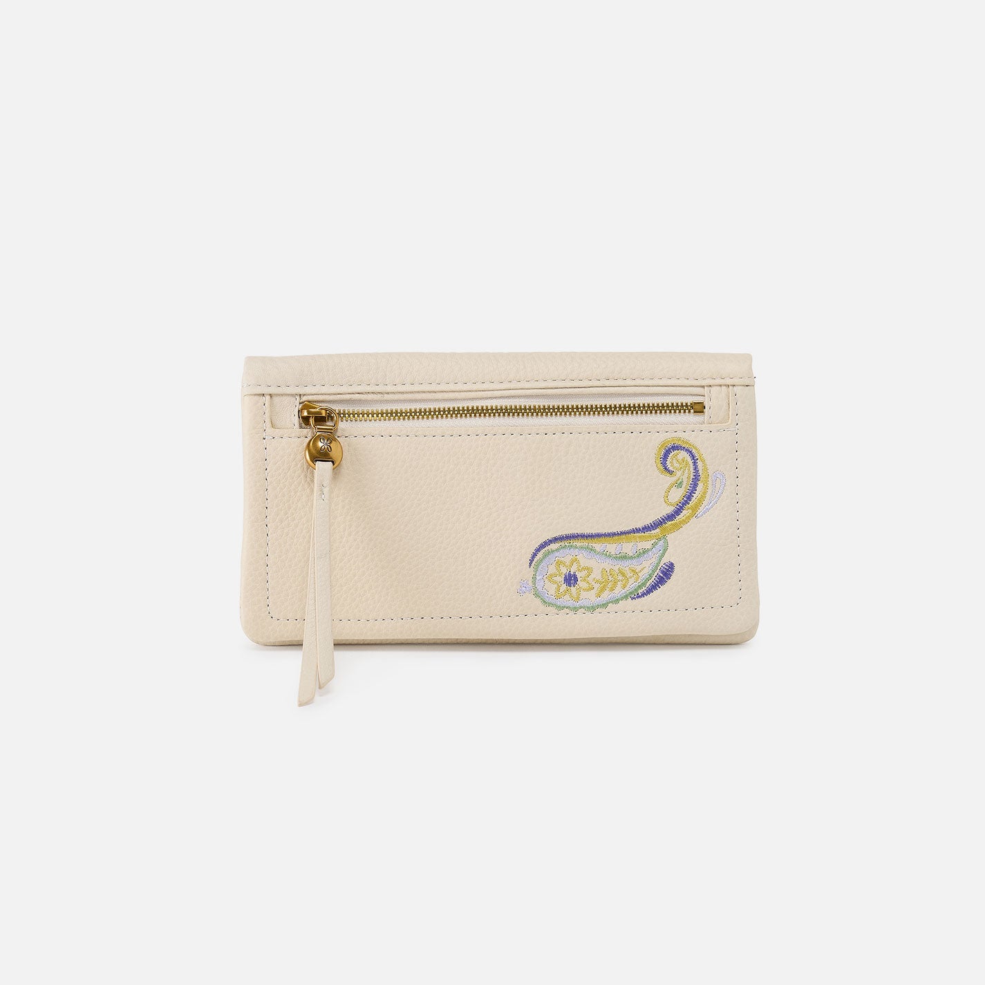 Lumen Continental Wallet In Pebbled Leather – Embroidered Birch