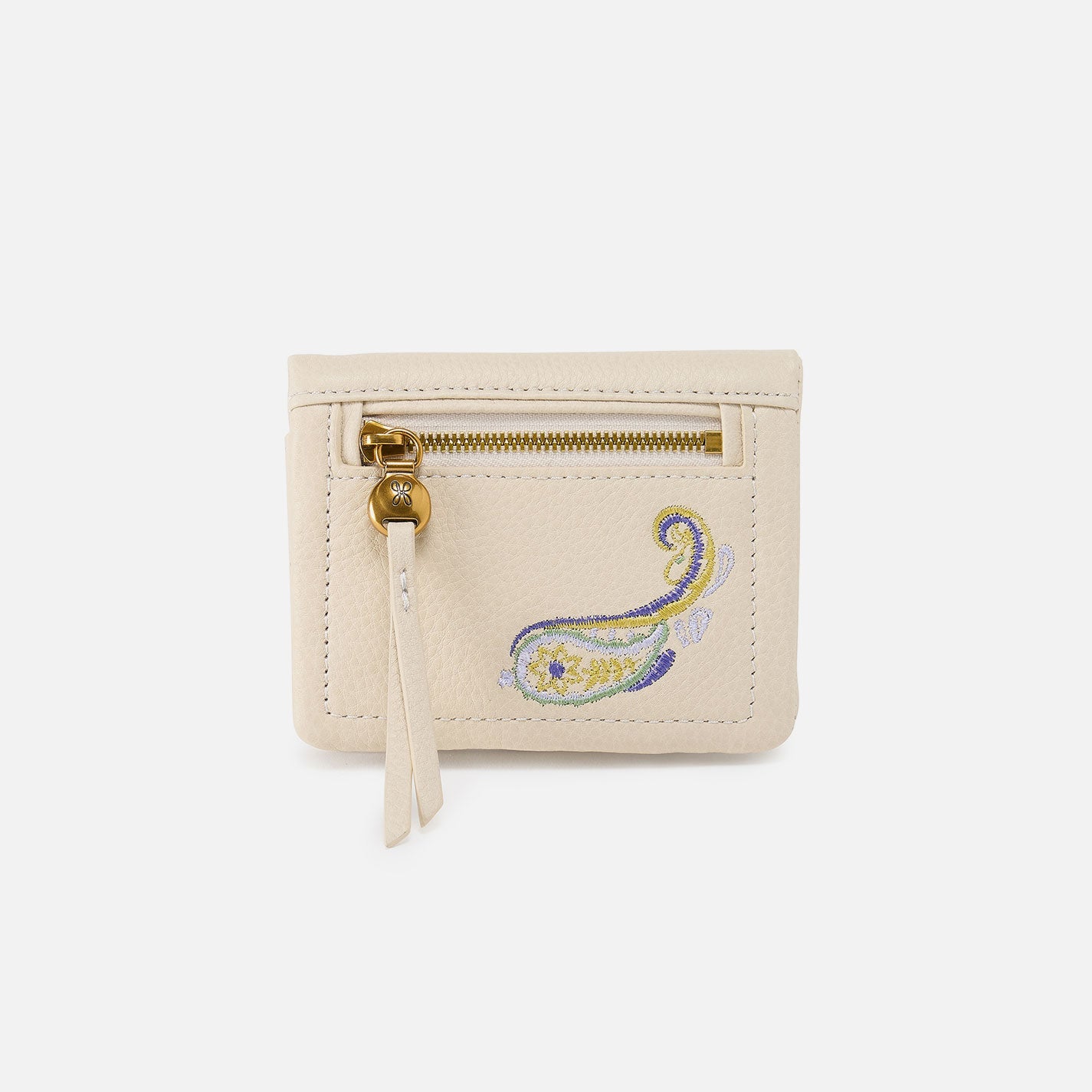 Lumen Mini Wallet In Pebbled Leather – Embroidered Birch