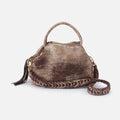 Darling Small Satchel in Metallic Leather – Cocoa Platinum